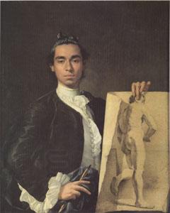 Melendez, Luis Eugenio Portrait of the Artist Holding a Life Study (mk05) China oil painting art